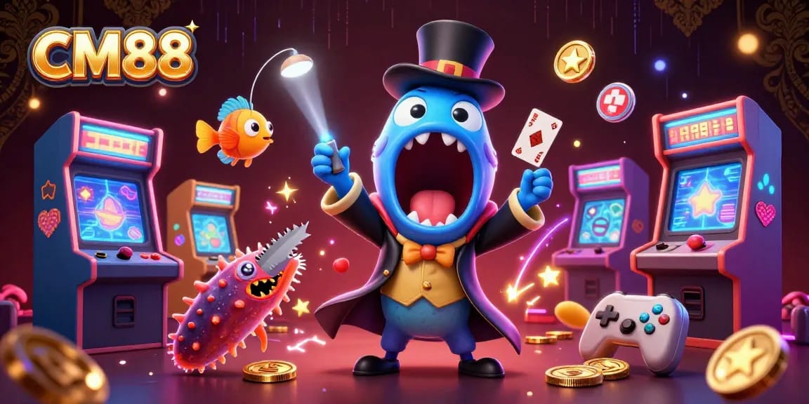 CM88's magical gambling scene with vibrant characters, showcasing thrilling casino games and enchanting action.