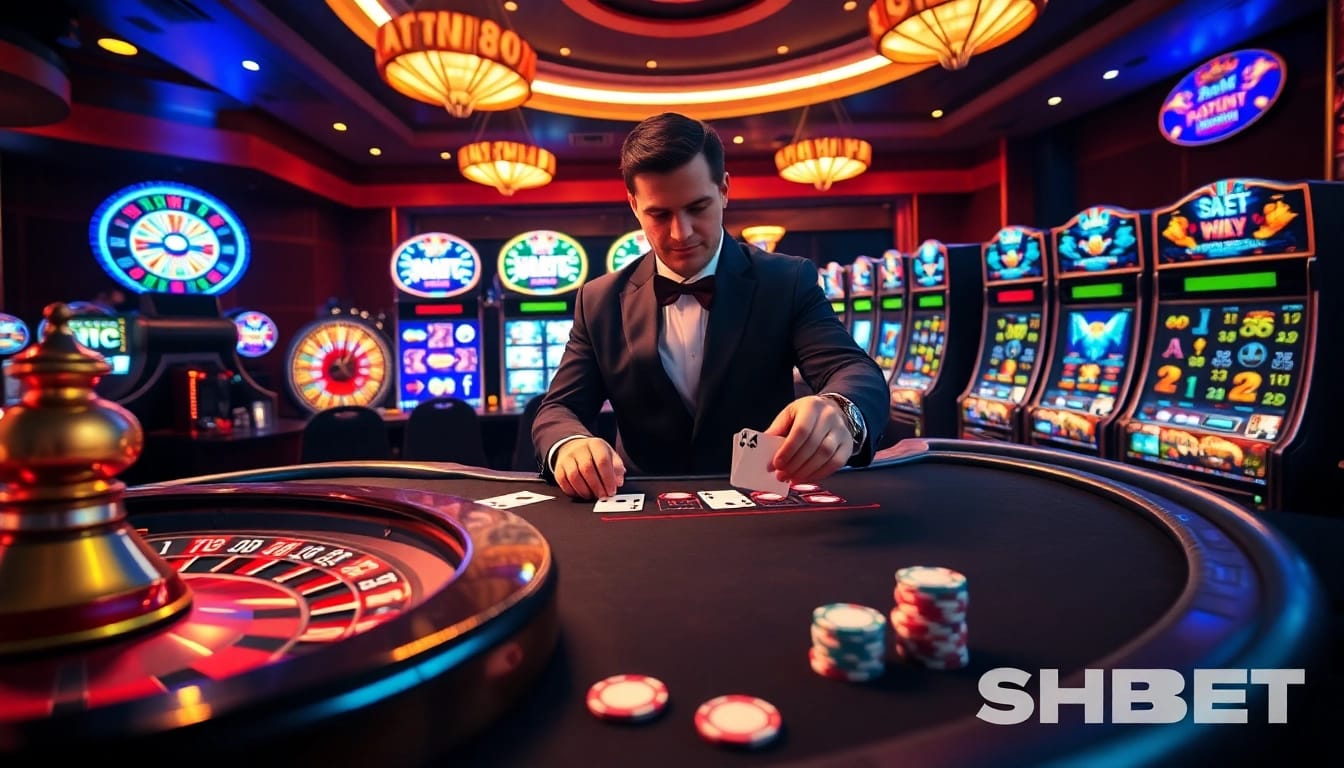 Experience the excitement of SHBET at luxurious casino tables with vibrant games and thrilling jackpots.