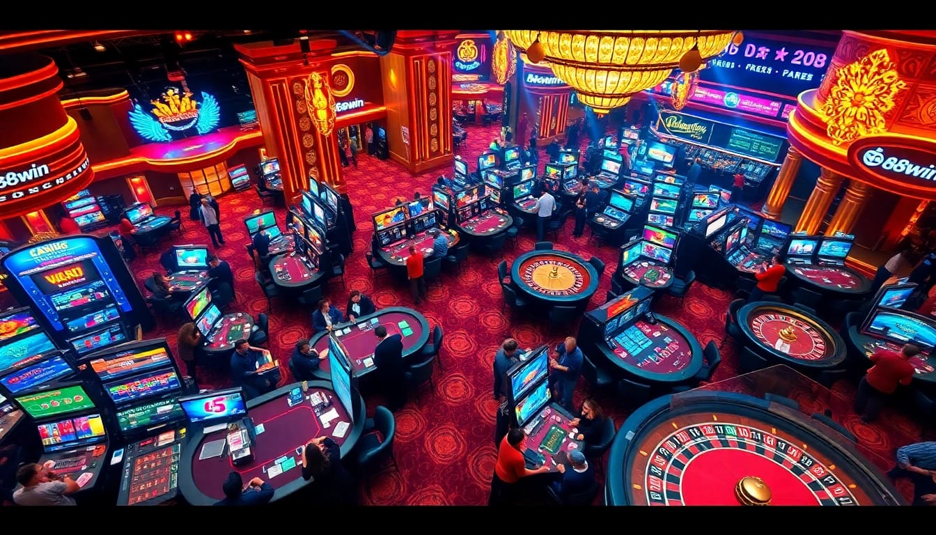 Exciting online casino experience at 98win with players enjoying poker and roulette.