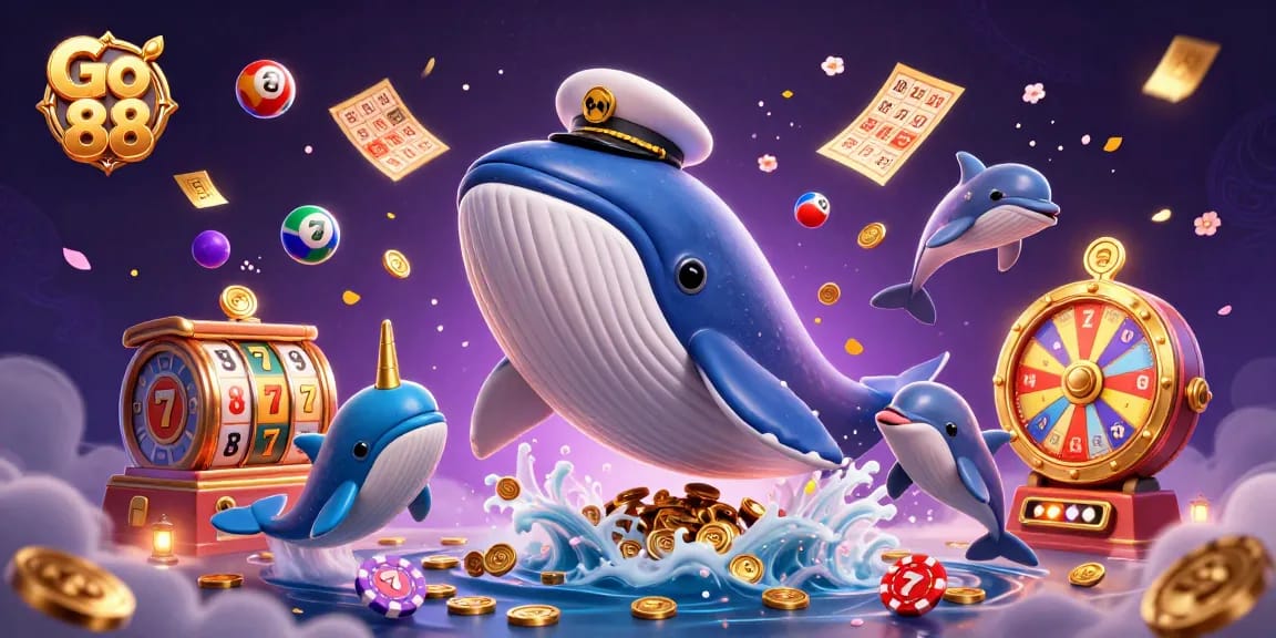Win big at Go 88 with a vibrant 3D scene of casino excitement and fun characters.