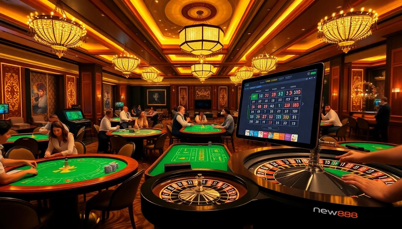 Experience the excitement at new88 with thrilling games, lively players, and elegant casino tables.