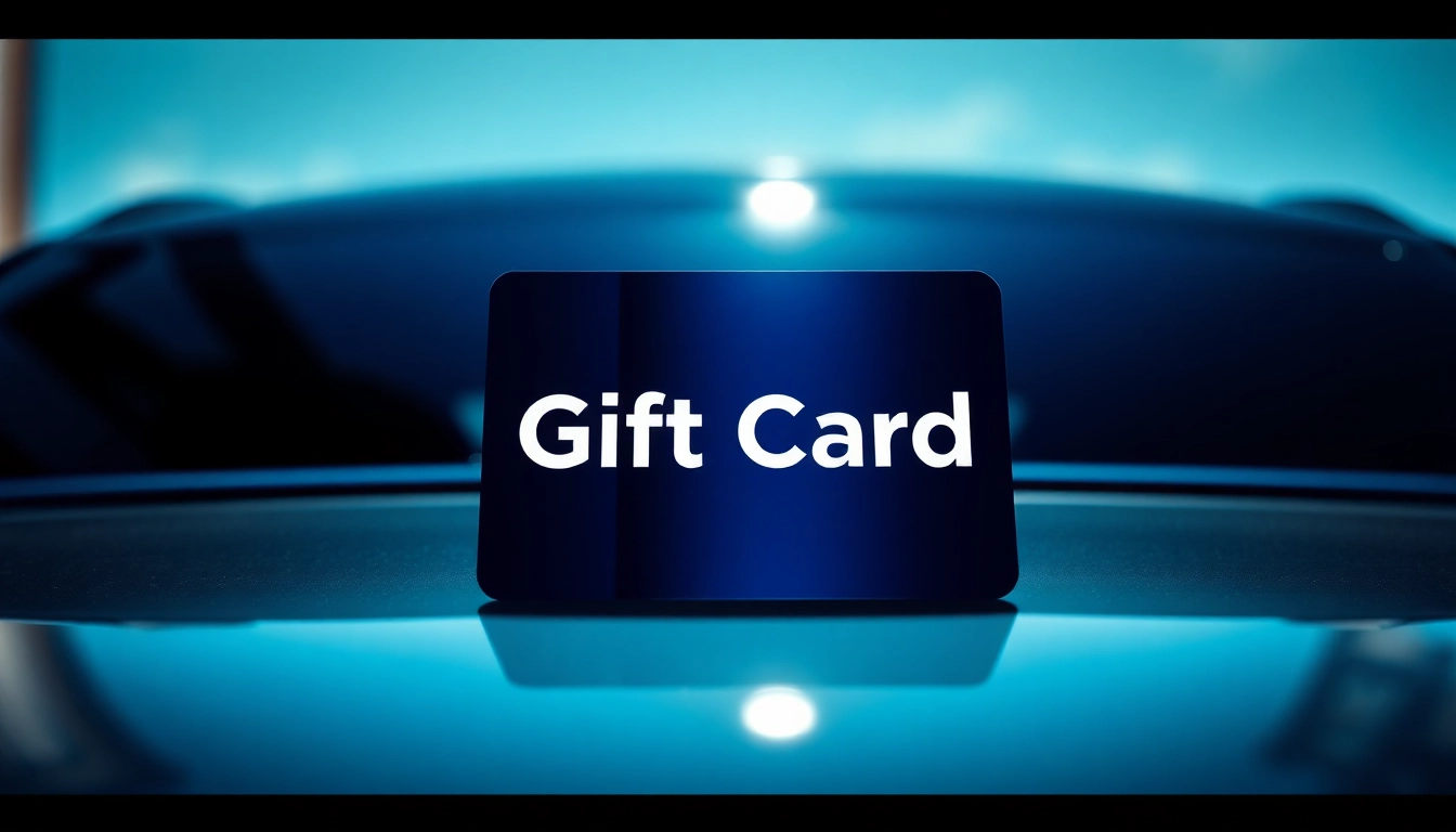 Purchase a window tint gift card showcasing an elegant design with a car backdrop.