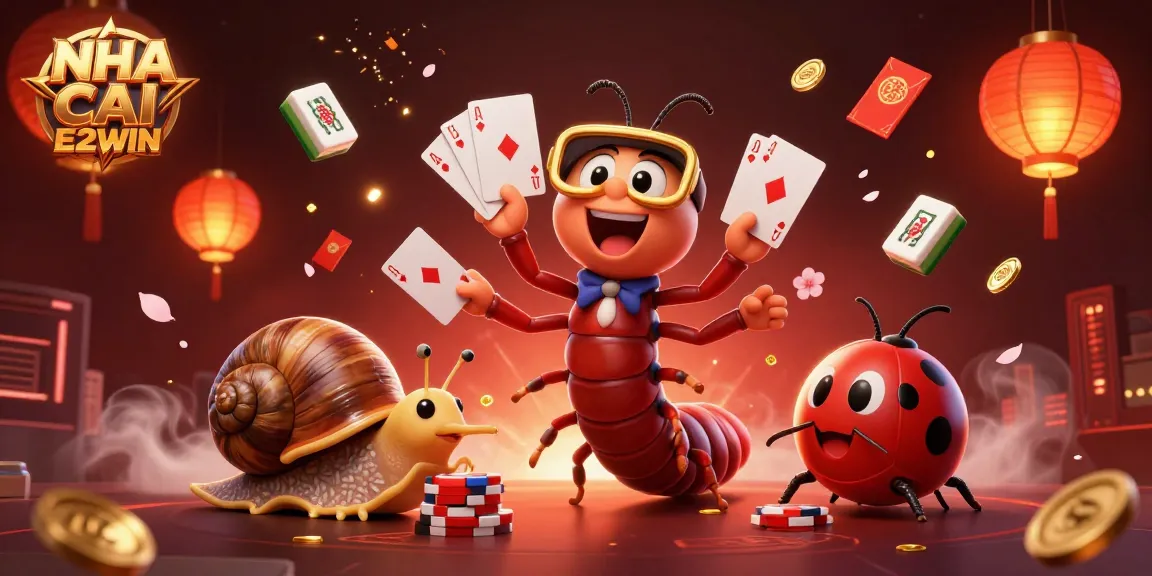 NHA CAI E2WIN features an exciting casino scene with colorful characters and vibrant elements.