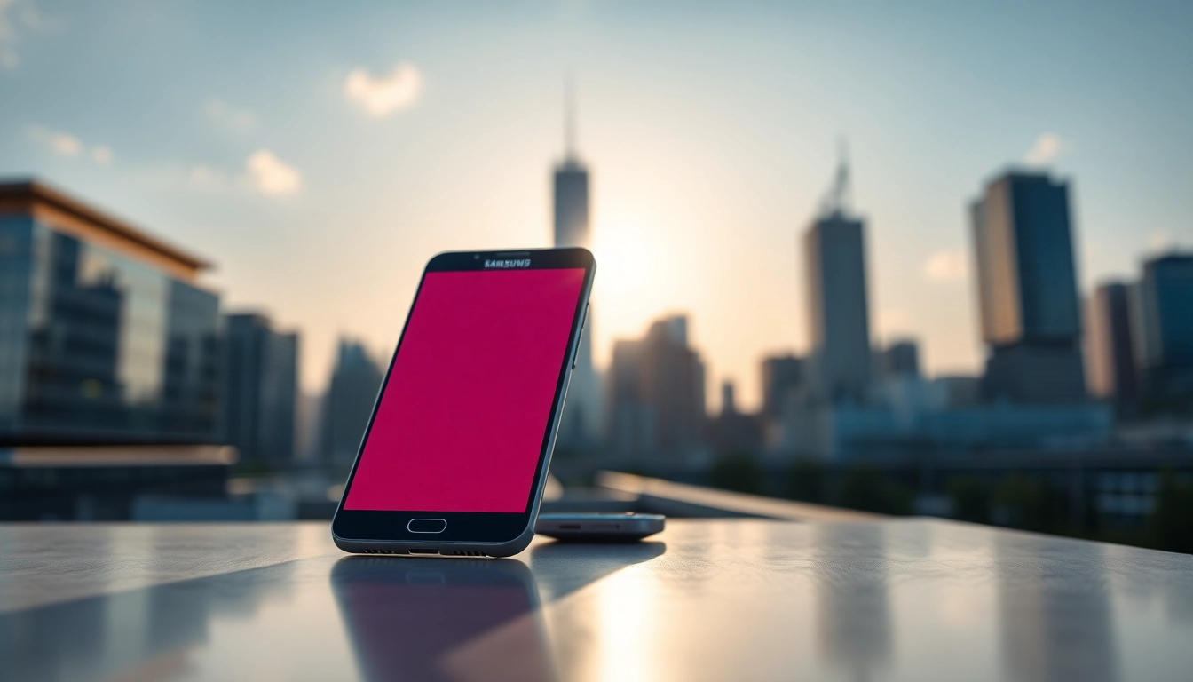 Samsung Galaxy pokazujący nowoczesny design i funkcje w miejskim otoczeniu.