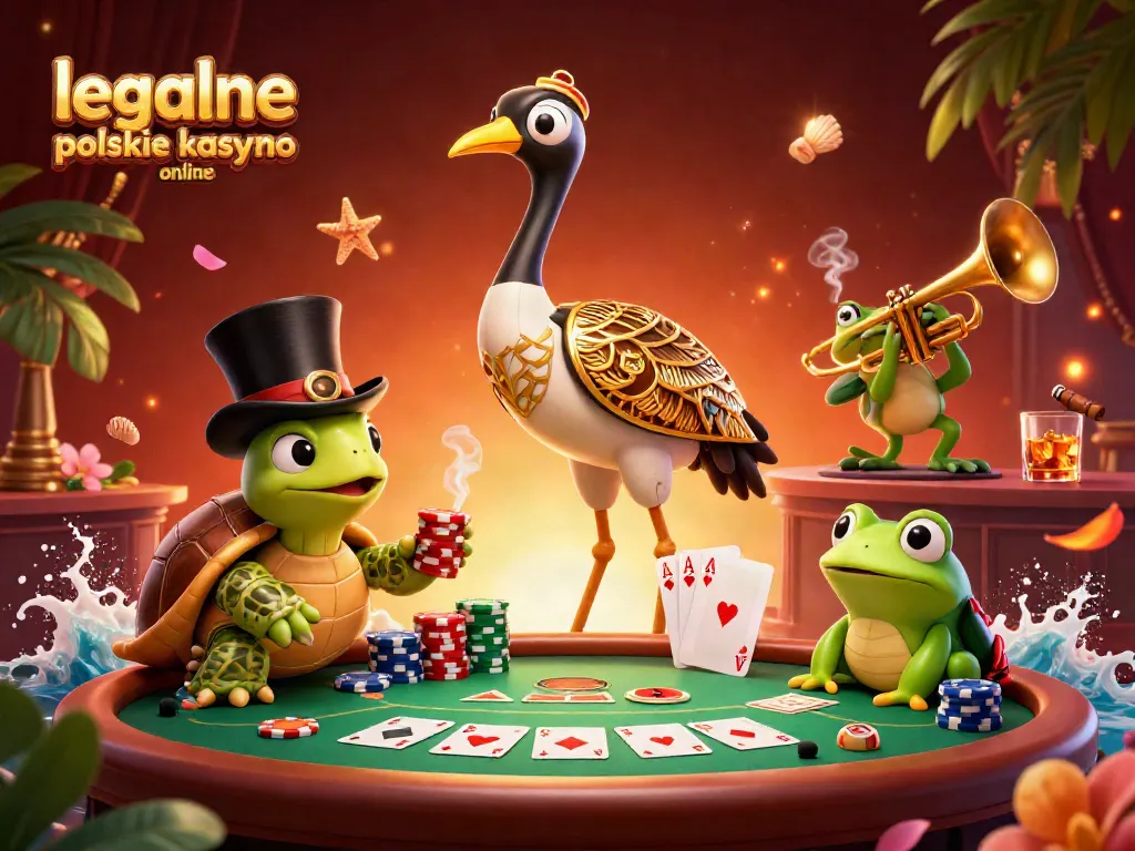 Experience thrilling excitement at legalne polskie kasyno online with a lively casino scene featuring poker chips and colorful characters.