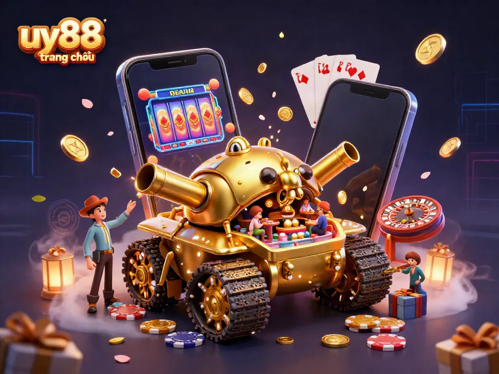 Experience excitement with uy88 trang chủ in a vibrant online casino scene featuring a golden beetle tank.