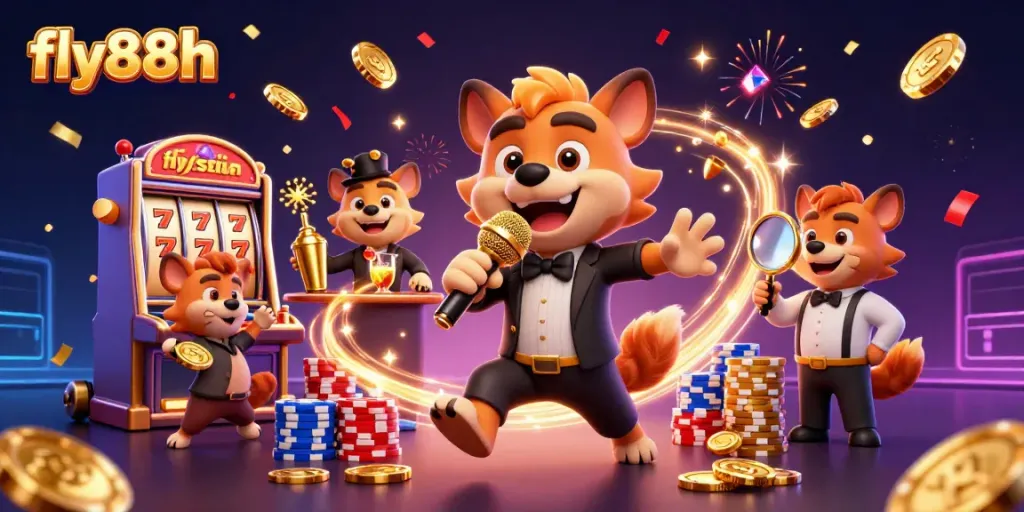 Experience excitement with fly88h as hyena characters bring a comedy casino to life.