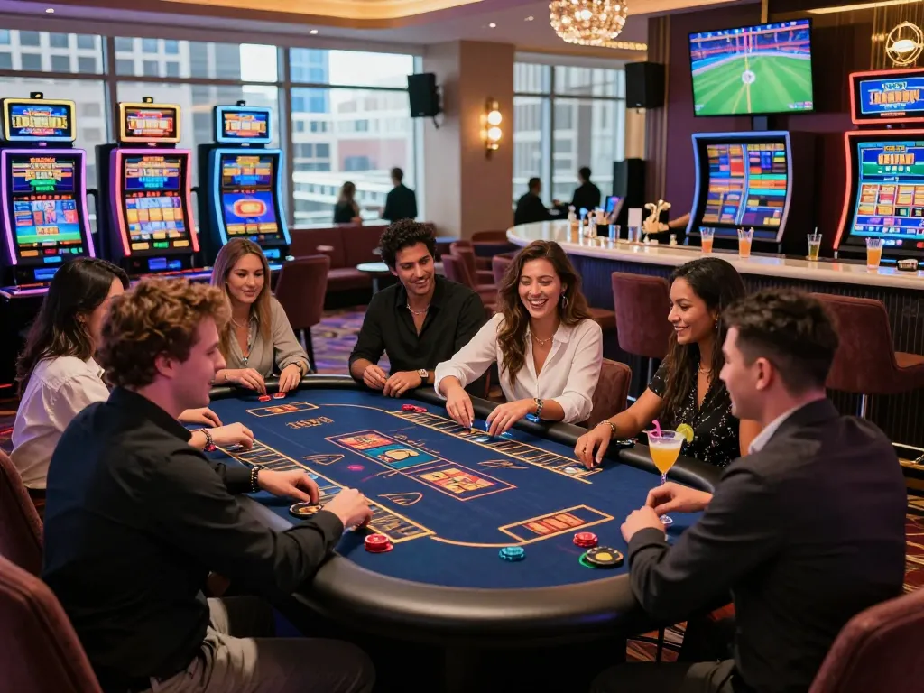 Engaging live gaming experience at https://ko66a.uk.com/ with players enjoying a luxury casino atmosphere.