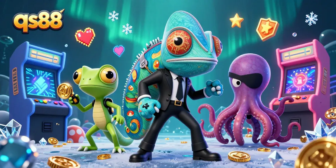 Experience the excitement of qs88 gaming with colorful characters in a lively 3D casino setting.