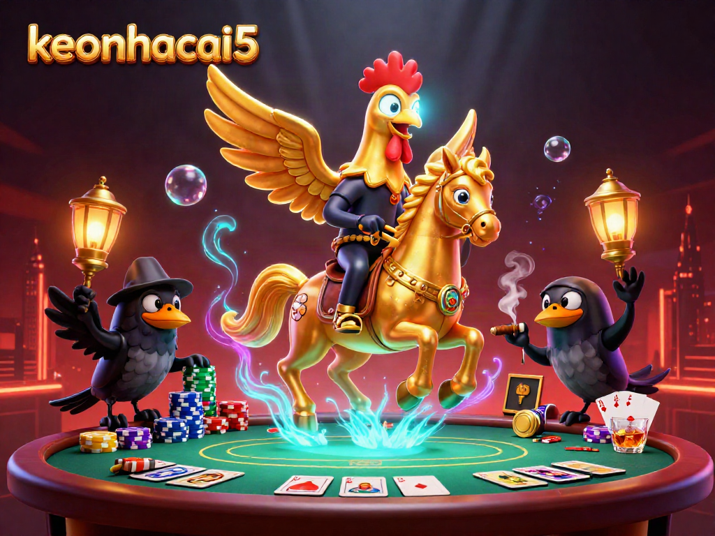 Experience thrilling gameplay with keonhacai5 in an electrifying poker scene filled with vibrant 3D characters.
