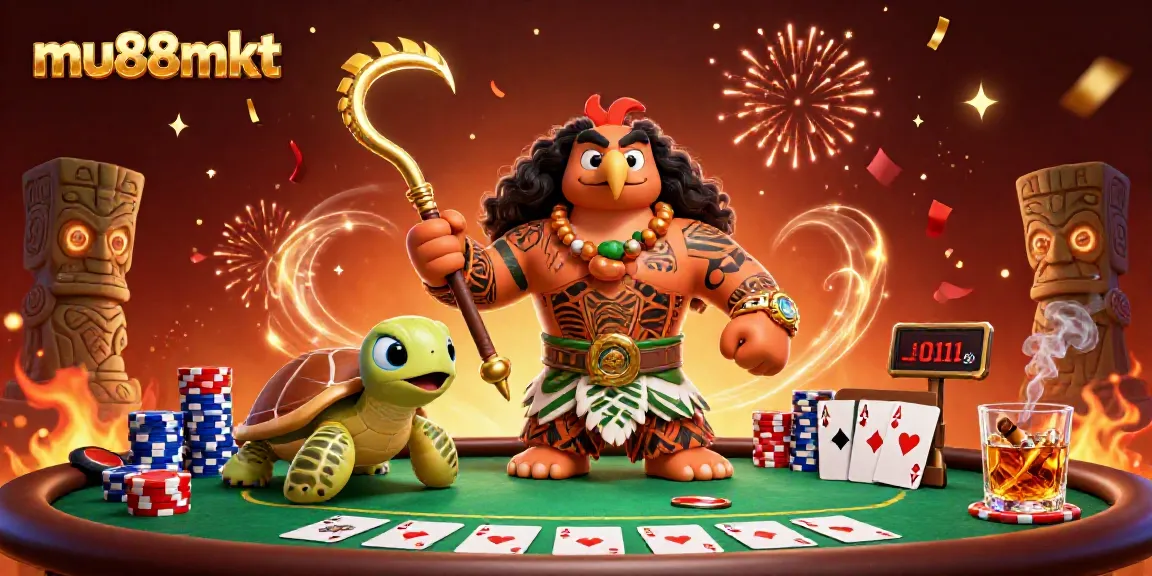 Experience thrilling gaming at mu88mkt with vibrant characters and casino elements in a festive atmosphere.