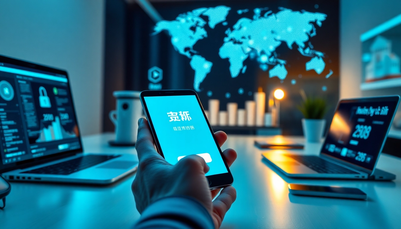 快连下载 application in use on multiple devices showcasing global connectivity and security.