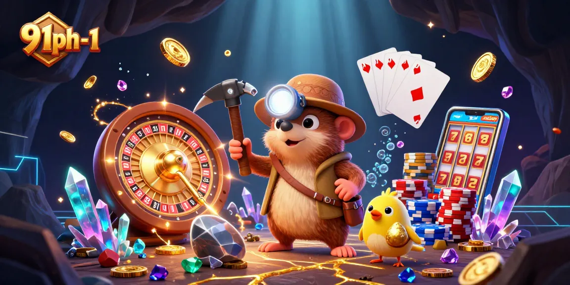 Experience the exhilarating world of 91ph-1 with animated treasures and vibrant casino elements.