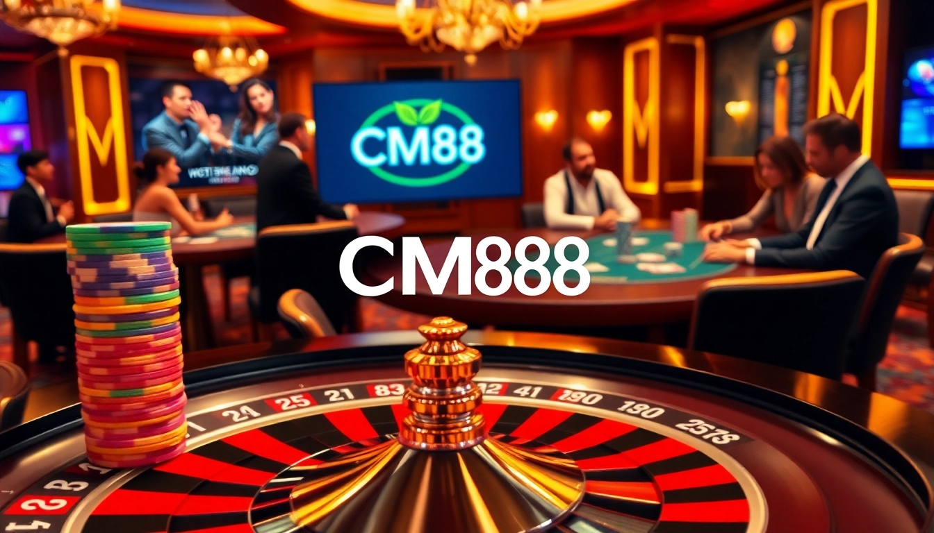 Experience thrilling gambling action at CM88 with a vibrant roulette table full of excitement.