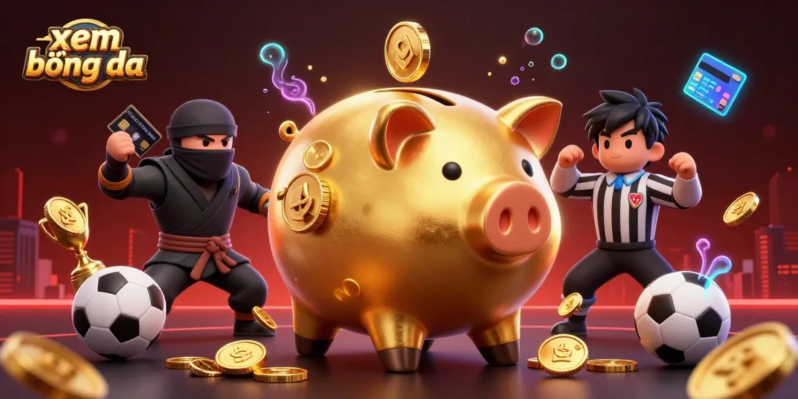 Engage in xem bóng đá with an ultra-detailed 3D illustration showcasing a sumo wrestler, wallet-ninja, and samurai amidst dynamic gambling elements.