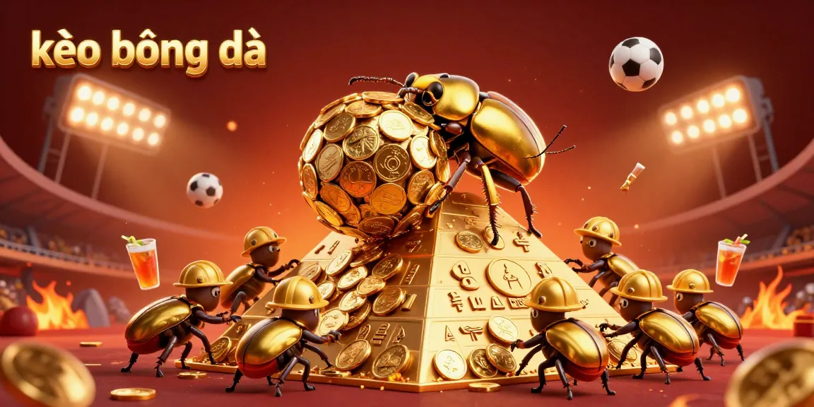 Engage with kèo bóng đá through a vibrant 3D casino scene filled with festive elements and sports excitement.