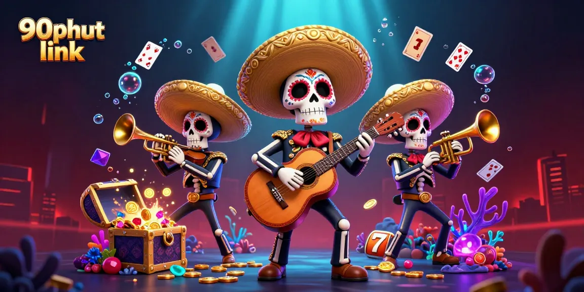 Engage with the thrilling 90phut link experience, featuring mariachi band and vibrant casino treasures.
