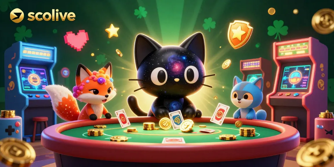 Socolive enhances the gaming experience with a cosmic casino scene featuring charming characters and vibrant gaming elements.