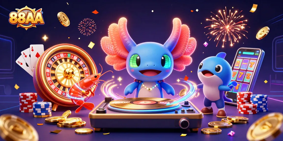 Engage in thrilling action with 88AA, showcasing vibrant casino elements and lively characters.